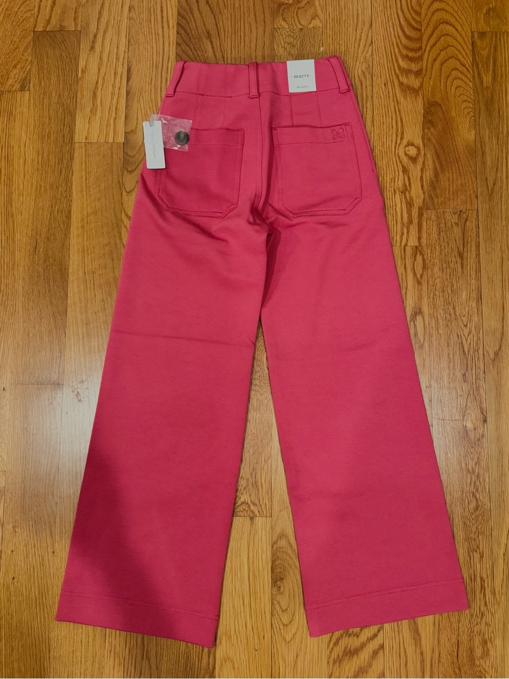 Maeve Colette Rose Pink Knit High-Rise Wide Cropped Pants 23 - Picture 4 of 6